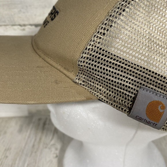 Carhartt Trucker Hat Adult Tan Force Sweatband Cappers Collective Mesh Snap Back - Picture 4 of 6